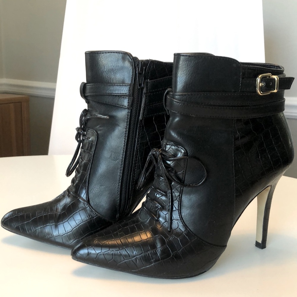 Altuzarra Black Croc-Embossed Heeled Boots